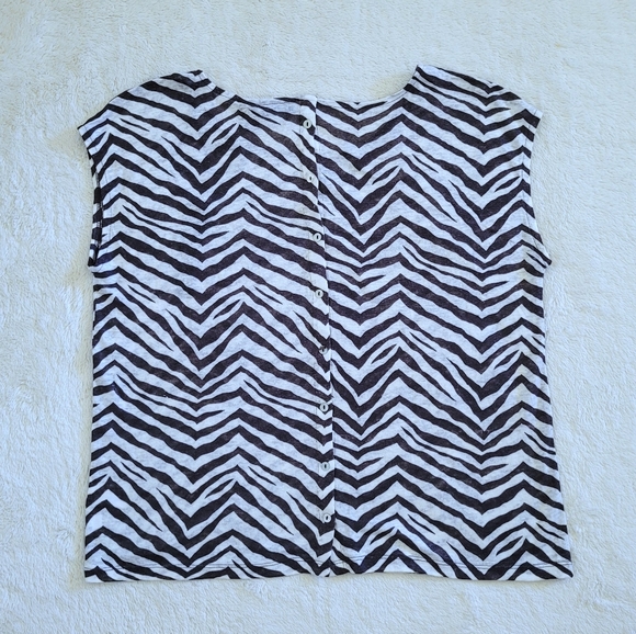 Tahari Zebra🦓 Striped Linen Top - NWT - Picture 2 of 13